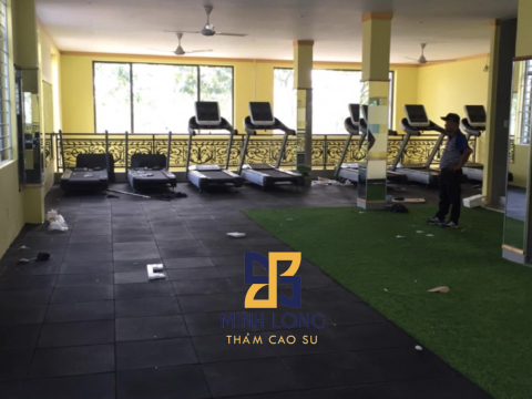 Thi công Gạch cao su, cỏ nhân tạo CCGrass – Blue Star Fitness